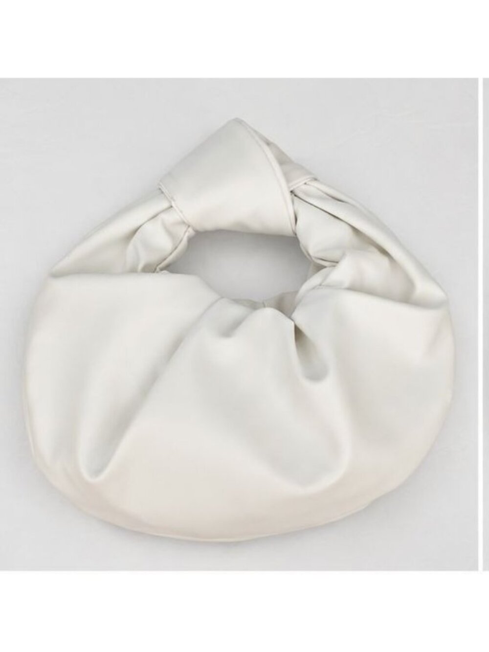 Soft Ivory Ruched Knot Shoulder Bag Minimalist Slouchy Cloud Handbag Faux Leathe